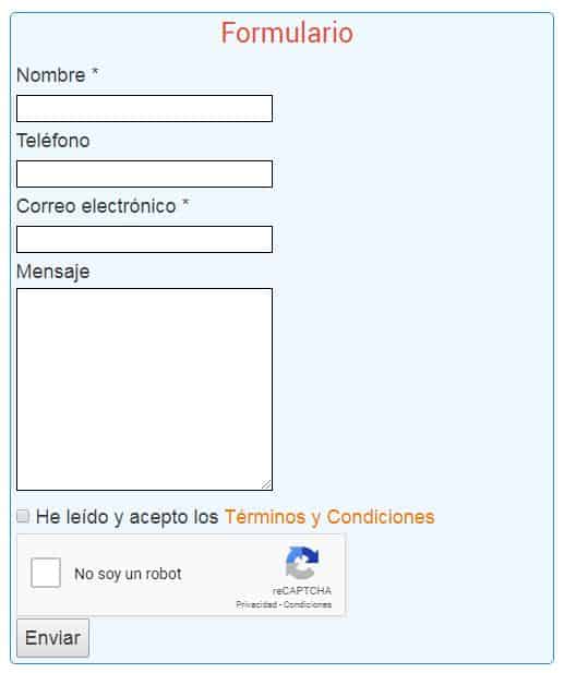 diseñar formulario de contacto