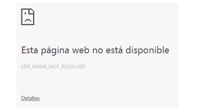 web caída: error DNS